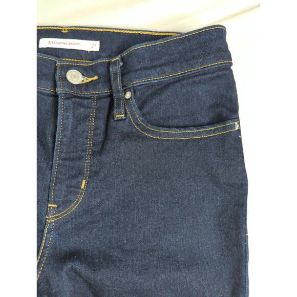 Levis 311 Shaping Skinny Jeans Womens Dark Wash Blue Stretch Mid Rise Denim 27 - Picture 5 of 13